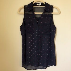Express Portofino Shirt Navy with Hearts Size Med